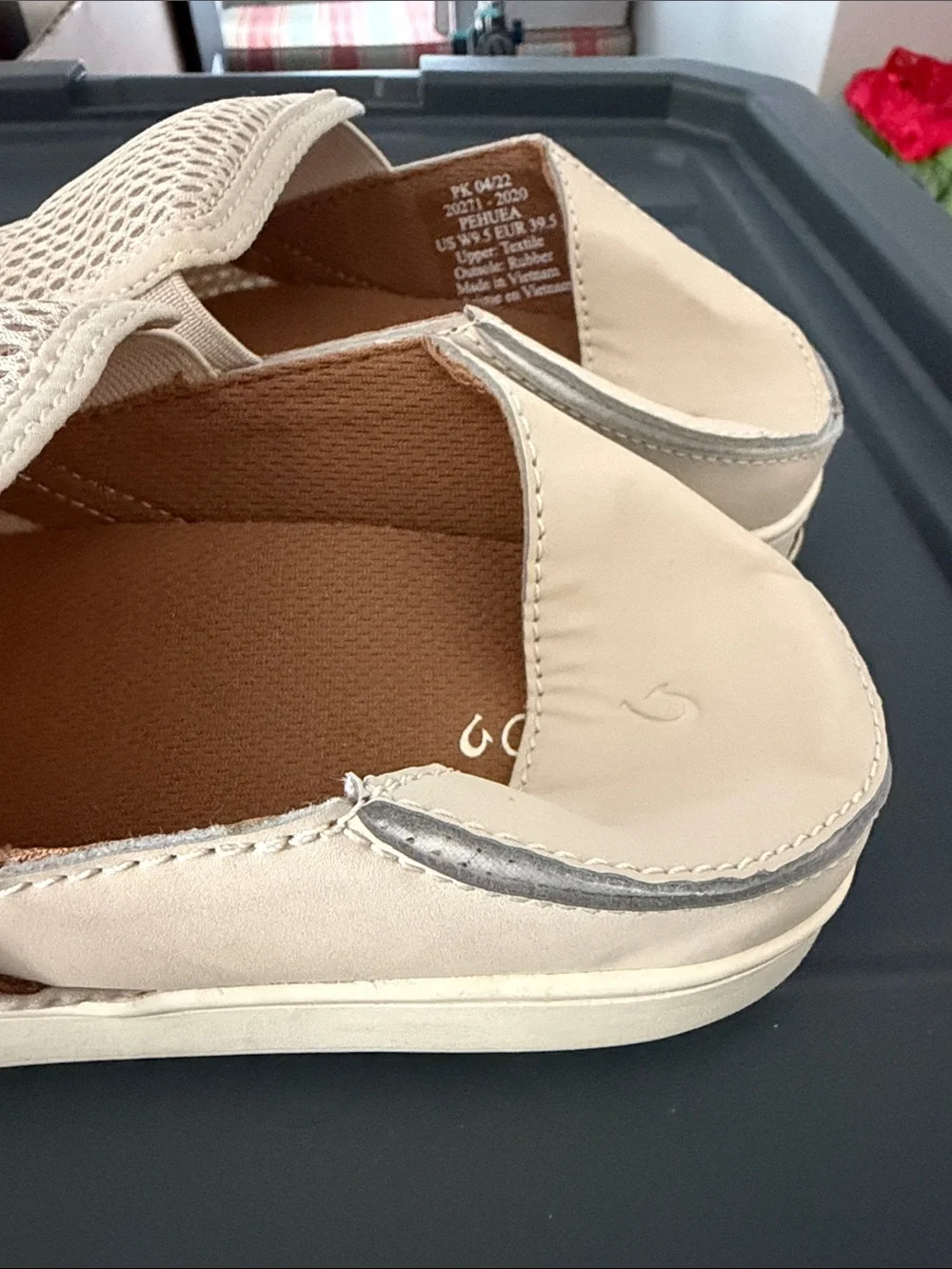 OluKai Women's Slip-On Mesh Flats in Cream